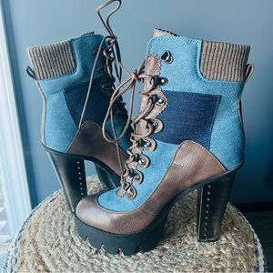 Bumper BI82 Patchwork Denim Heeled Boots
